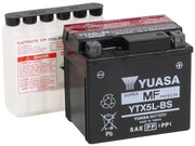 Yuasa battery front view showing compact case and durable finish benefit reliability