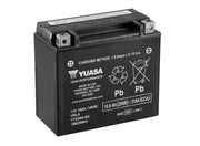 Yuasa YUAM62RBH front view showing compact sealed battery and benefits