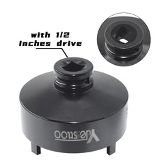 Yuesstloo socket engaged on axle nut demonstrating secure fit and safety benefit
