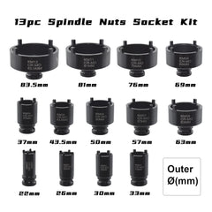 Yuesstloo labeled sockets displaying 13 sizes for quick selection benefit