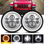 YUGUANG front view of 7-inch LED headlight showing clear beam and robust build benefits