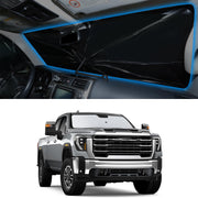 YYCKE front view of shade showing precise fit and full windshield coverage