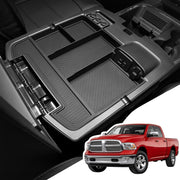 Zaqmru front view of console organizer showing neat compartments and improved storage