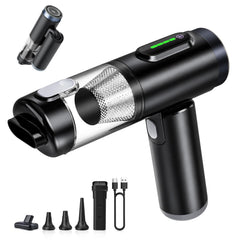 Zardali front view showing compact handheld vacuum and benefits of portable cleaning