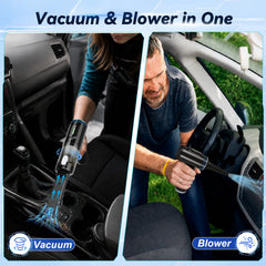 Zardali vacuum in use cleaning a car seat demonstrating fast debris removal