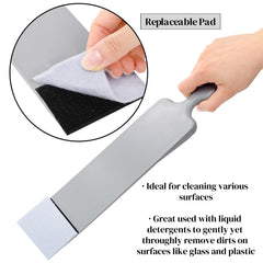 ZAVOOS scrubber pad texture removing adhesive and prepping glass
