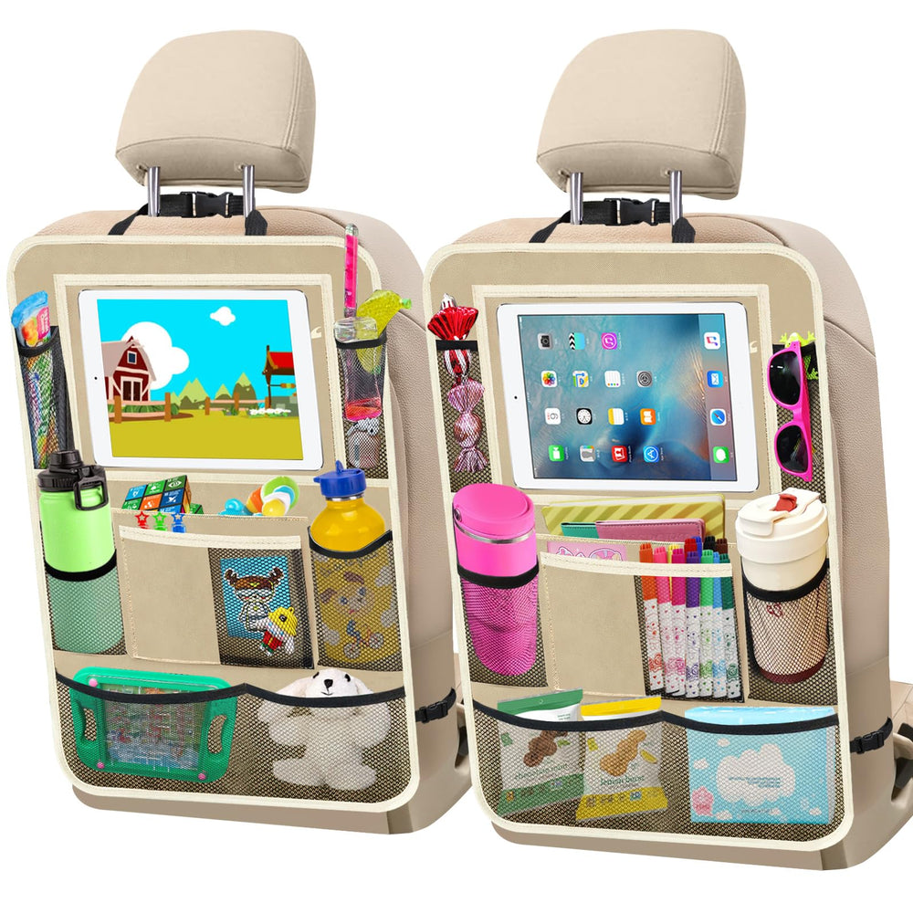 Zecirl front view of 2-pack organizers showing full pocket layout and tidy storage benefit