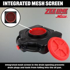 ZEELINE BY MILTON close-up of removable filter drain screen catching plugs and gaskets