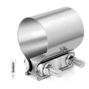 ZEHCLP front view of 2.5 inch clamp sleeve showing bolt ready to install and corrosion resistance