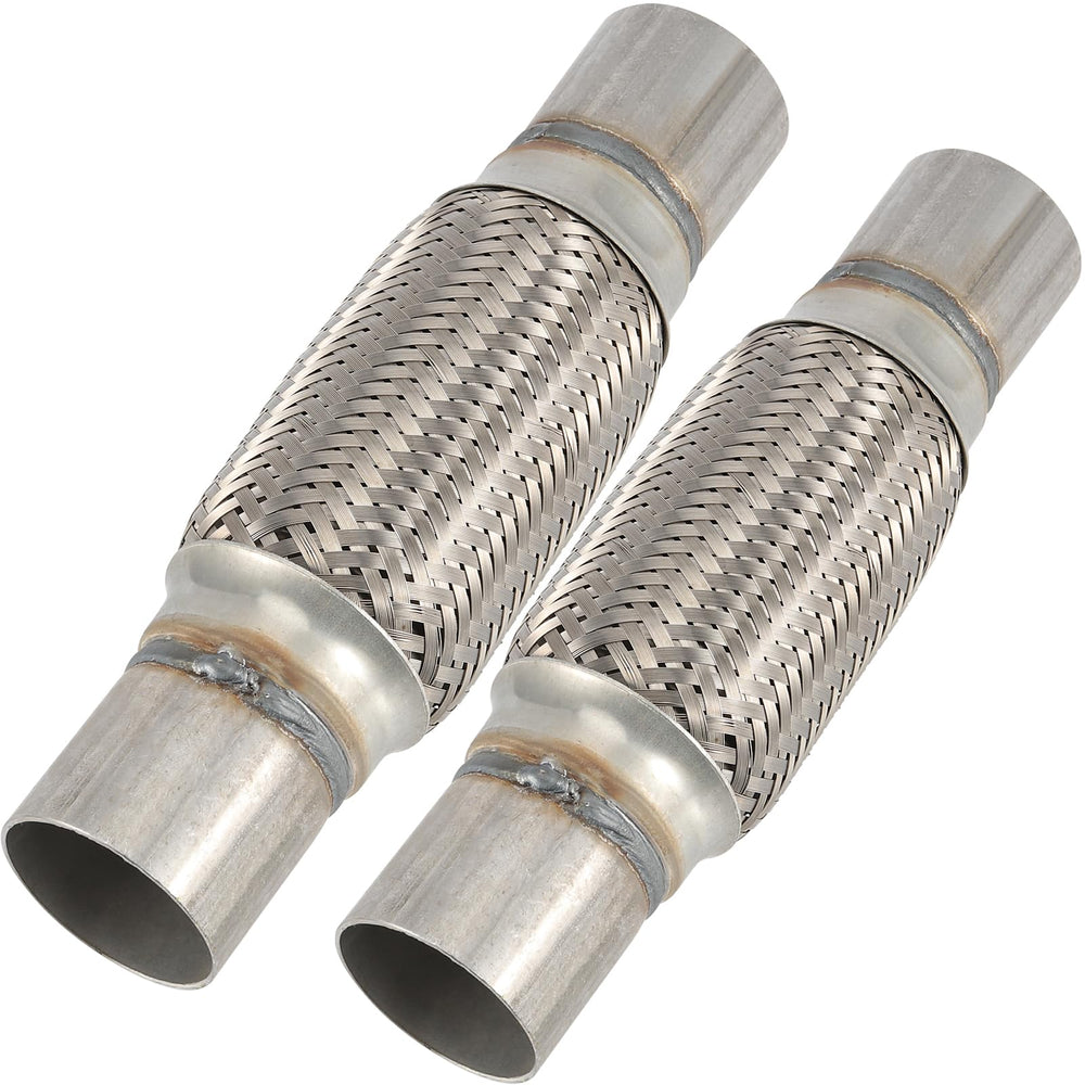 ZEONHAK front view of two-pack exhaust flex pipes showing durable finish and fit benefit
