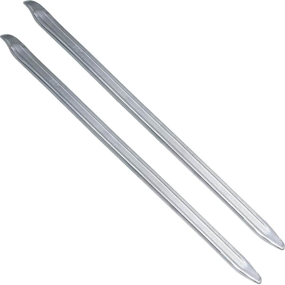 Zepkouel front view of both 18-inch tire spoons showing durable chrome finish and balanced length