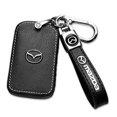 ZERAL front view of black leather key fob case showing clean fit and protection