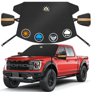 Zettum cover on truck windshield protecting from snow and ice