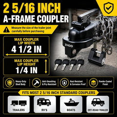 ZHDD installed on boat trailer tongue demonstrating secure mooring protection
