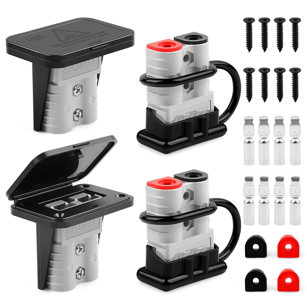 Zhushan front view of complete 120A connector kit showing all included parts and ease of install