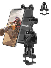 ZIDIYORUO front view of handlebar phone mount showing secure fit and access
