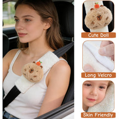 Zigihos capybara on child seatbelt showing added shoulder padding comfort