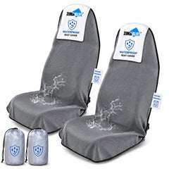 ZIMABLUE front view gray seat cover showing full seat protection and neat fit
