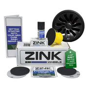 Zink Wheels kit packaging showing Tesla-specific touch-up repair benefits