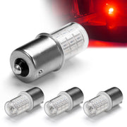 Ziomitus front view of red 1156 BA15S LED showing bright lens and base for easy fit