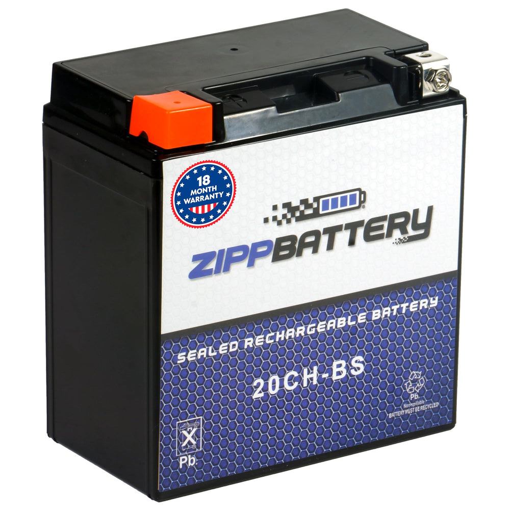 ZIPPBATTERY front view of YTX20CH-BS showing clean, sealed package and fit