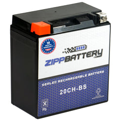 ZIPPBATTERY front view of YTX20CH-BS showing clean, sealed package and fit