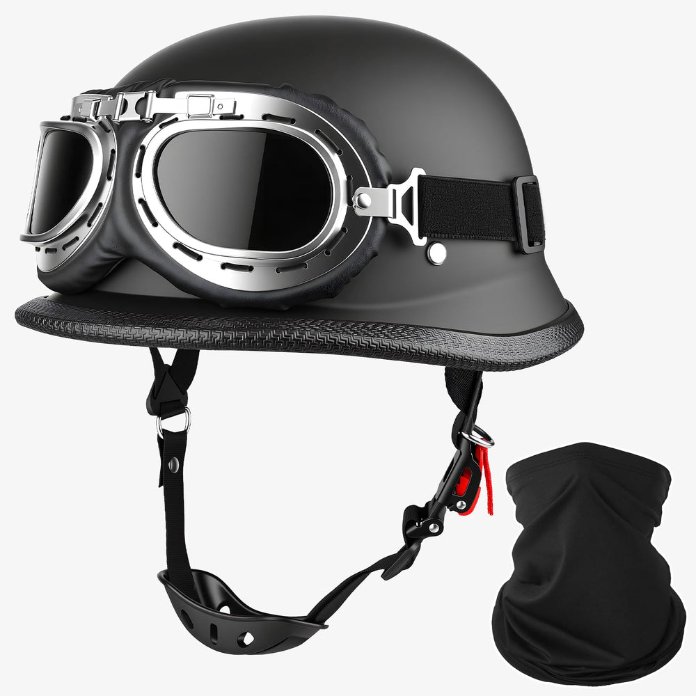 ZIYOGIFT front view of German-style half helmet showing classic retro look and DOT protection