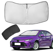 ZOIBV front fit on Corolla windshield showing full coverage and precise fit