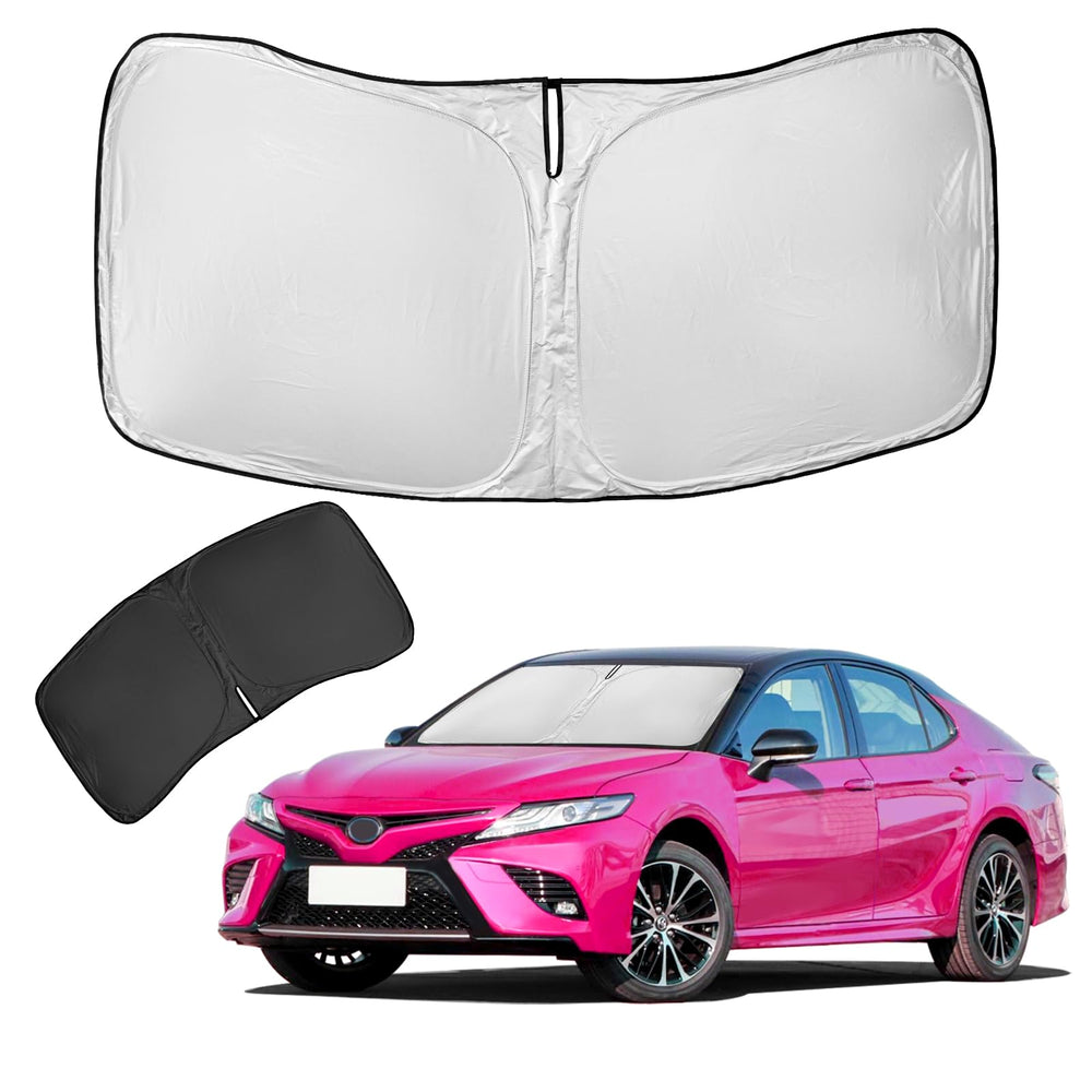 ZOIBV front packaging for Camry sunshade showing custom fit benefit