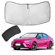 ZOIBV front packaging for Camry sunshade showing custom fit benefit