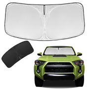 ZOIBV front view of sunshade showing full windshield coverage and protection