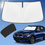 ZOIBV front view sunshade showing full windshield protection and reduced glare