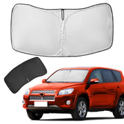 ZOIBV front view showing full-cover fit on RAV4 windshield to block sun