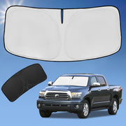 ZOIBV front view of sun shade on windshield showing full coverage and protection