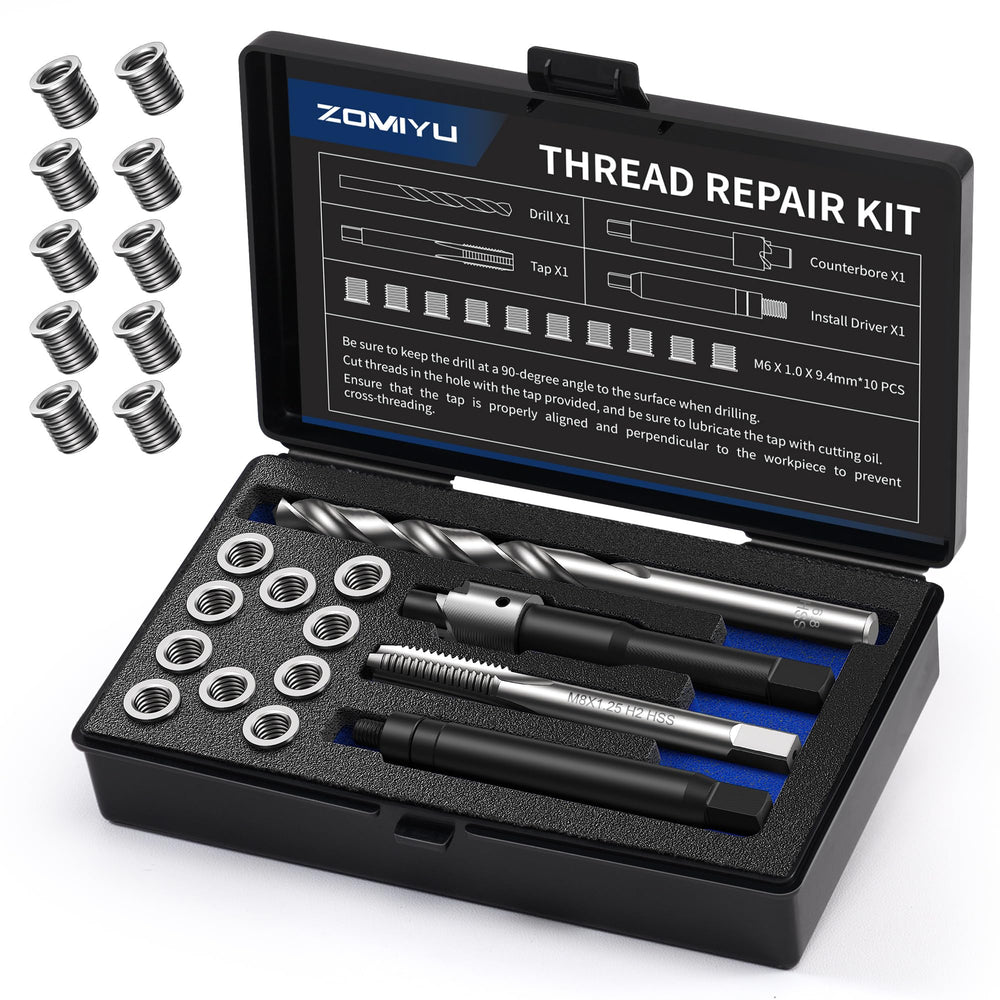 ZOMIYU kit front packaging showing complete M6 repair set and benefits