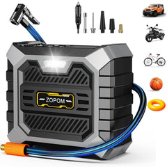 ZOPOM front view of compact inflator showing controls for quick use