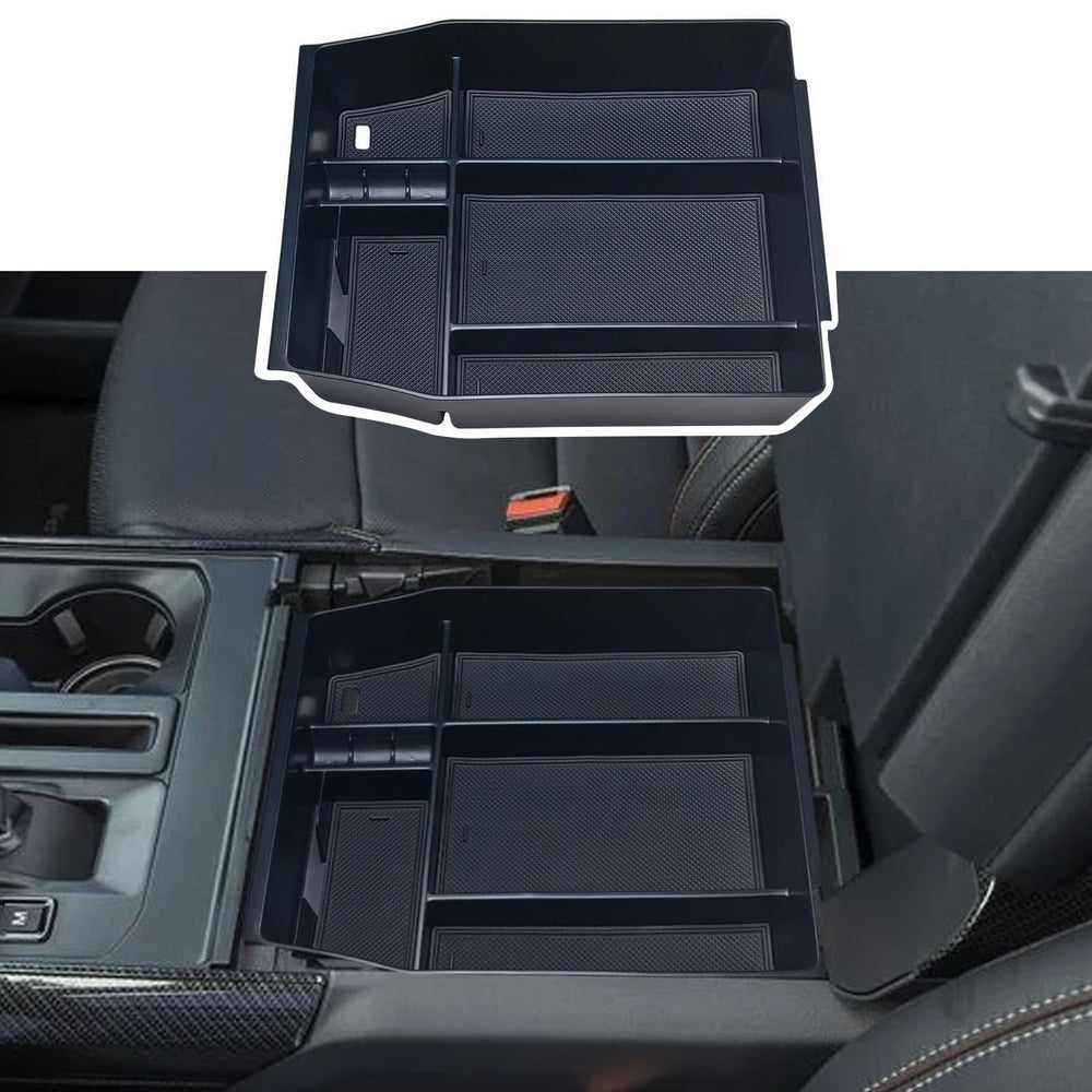 Zxiaochun front view installed in Ford F150 console showing organized storage and quick access