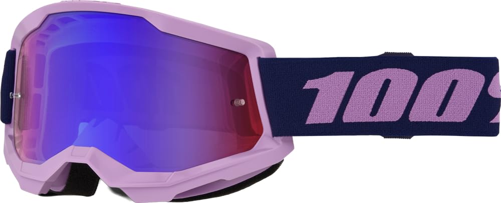 100% Strata 2 goggle front view showing mirror lens clarity and glare reduction