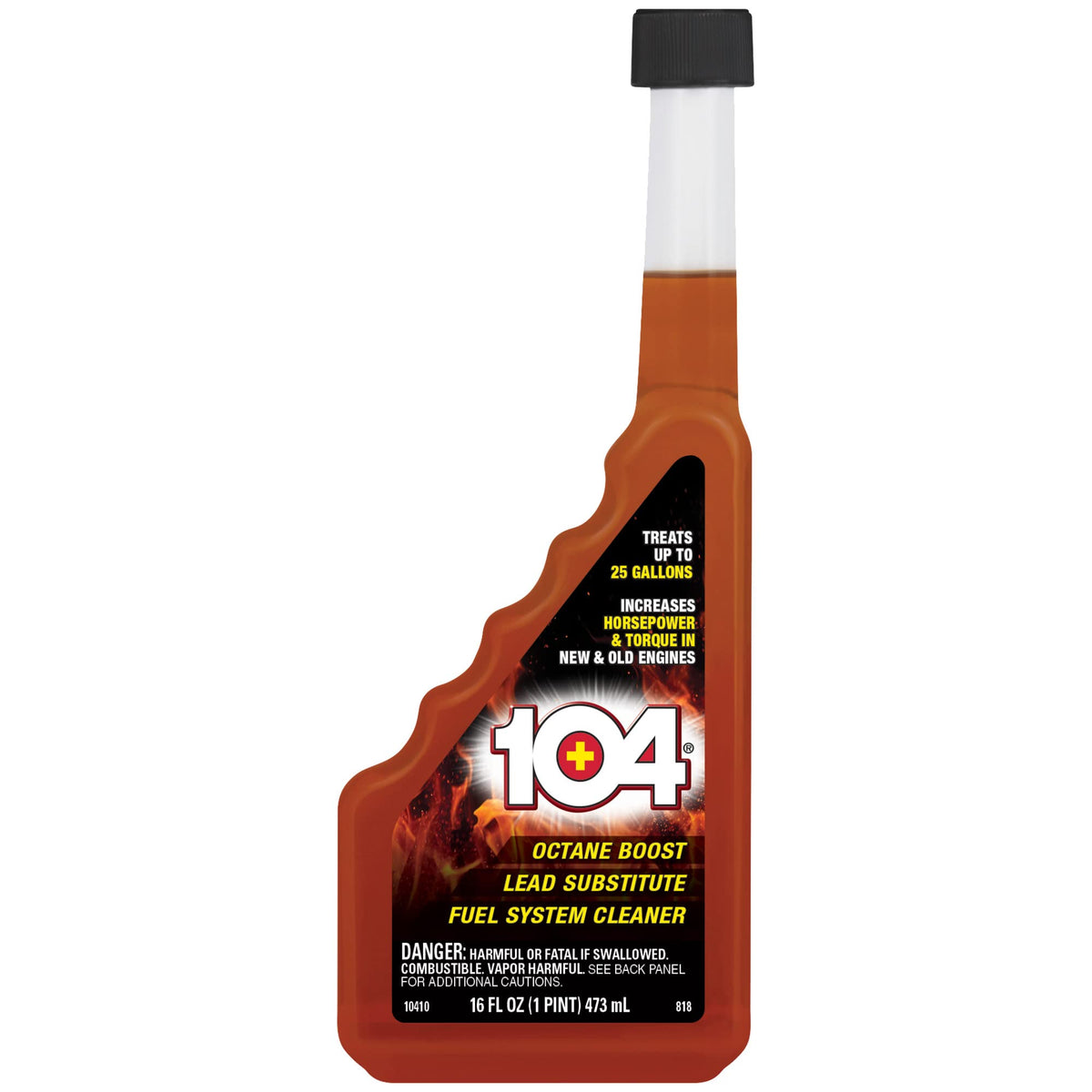 104+ bottle front packaging showing product label and benefits for easy identification