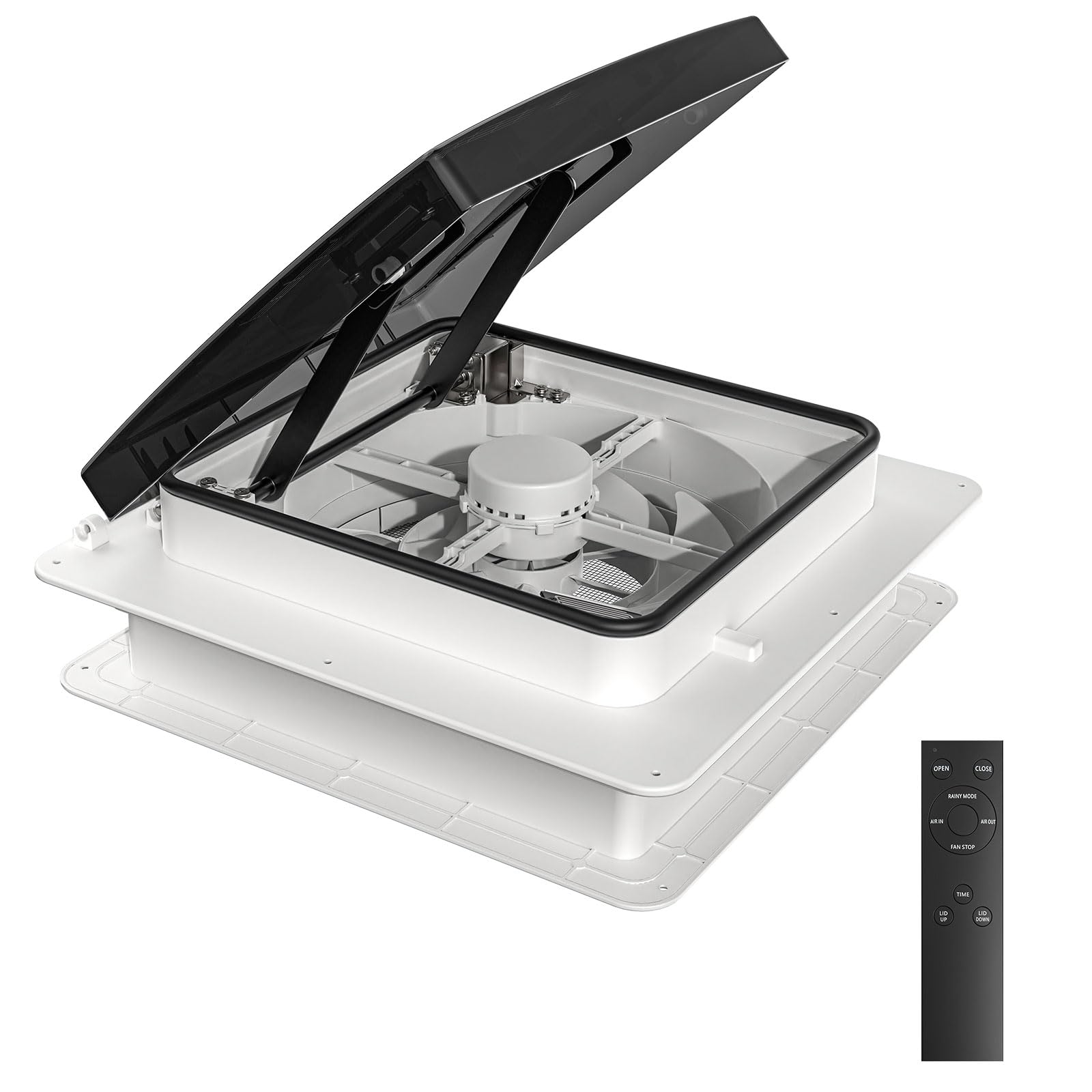 2012 fan front exterior view showing streamlined lid and weatherproof benefit