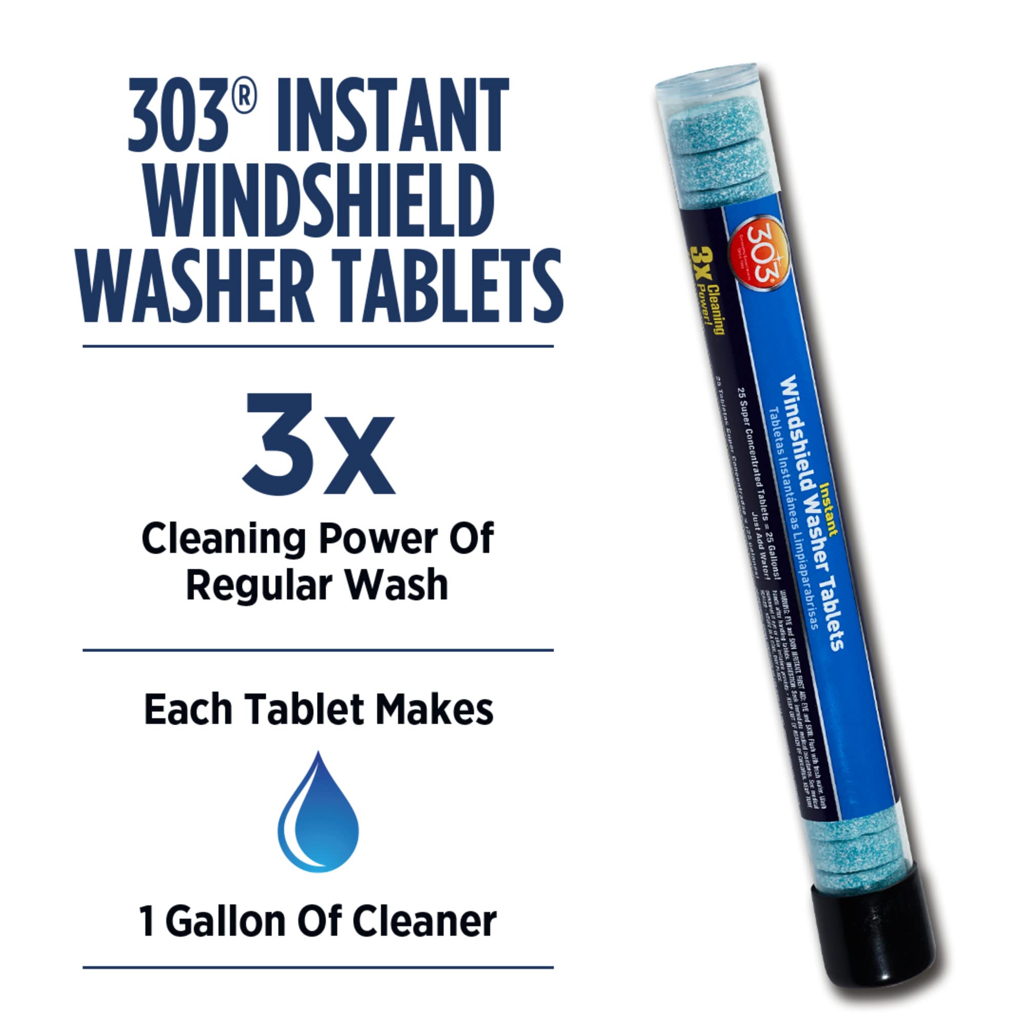 303 Products close-up of a single tablet texture, highlighting fast dissolution benefit