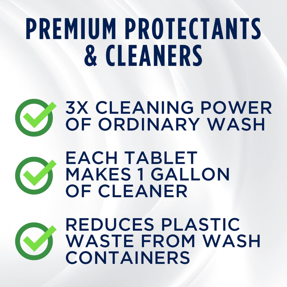 303 Products tablet dissolving in water producing clear cleaner, convenient mixing benefit