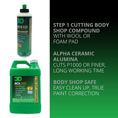 3D ACA 500 applied to a foam pad while polishing a car panel, enabling fast removal of sanding marks