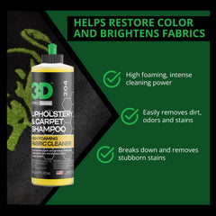 3D shampoo applied to sofa fabric to remove stains effectively