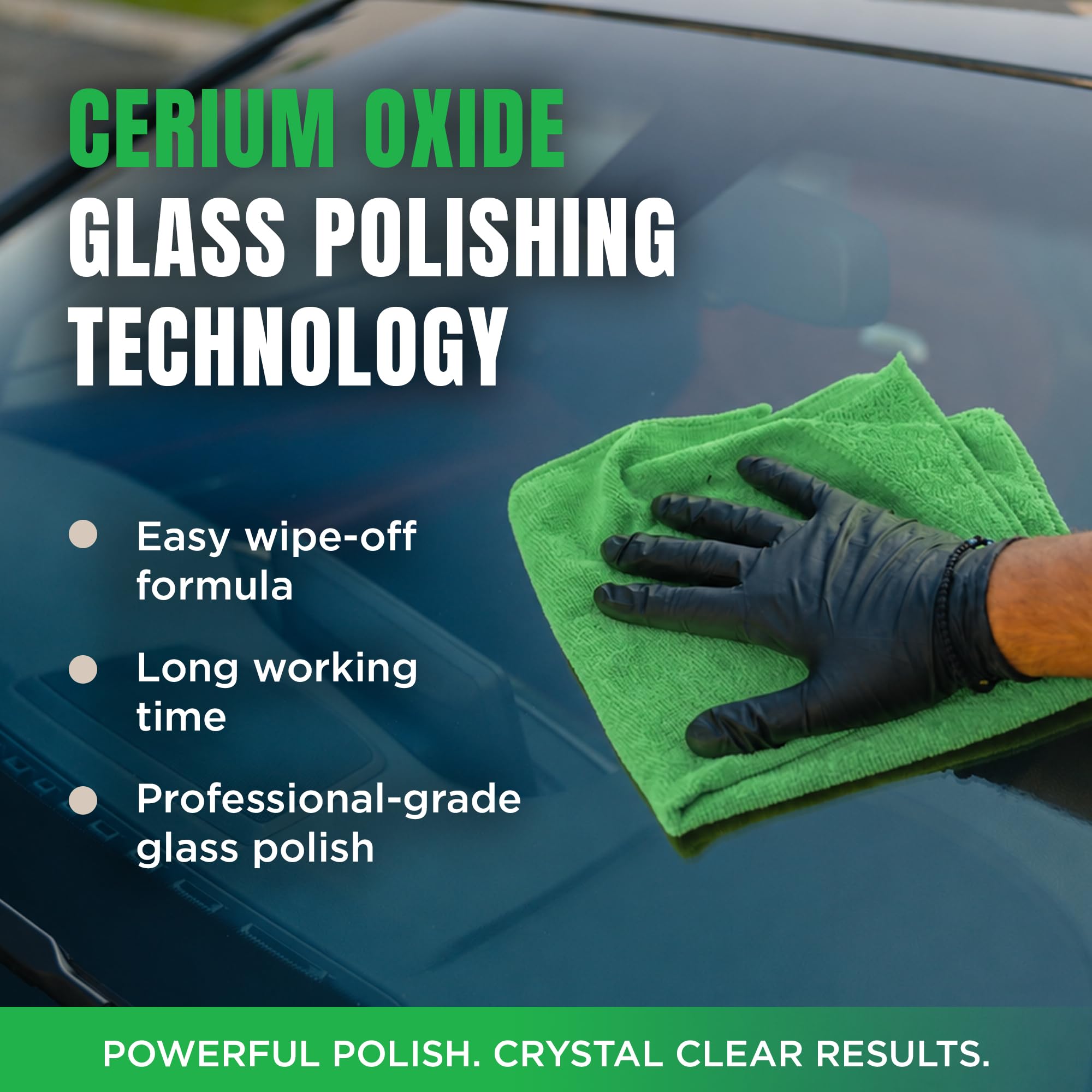 3D glass polish in use with rotary polisher for faster correction