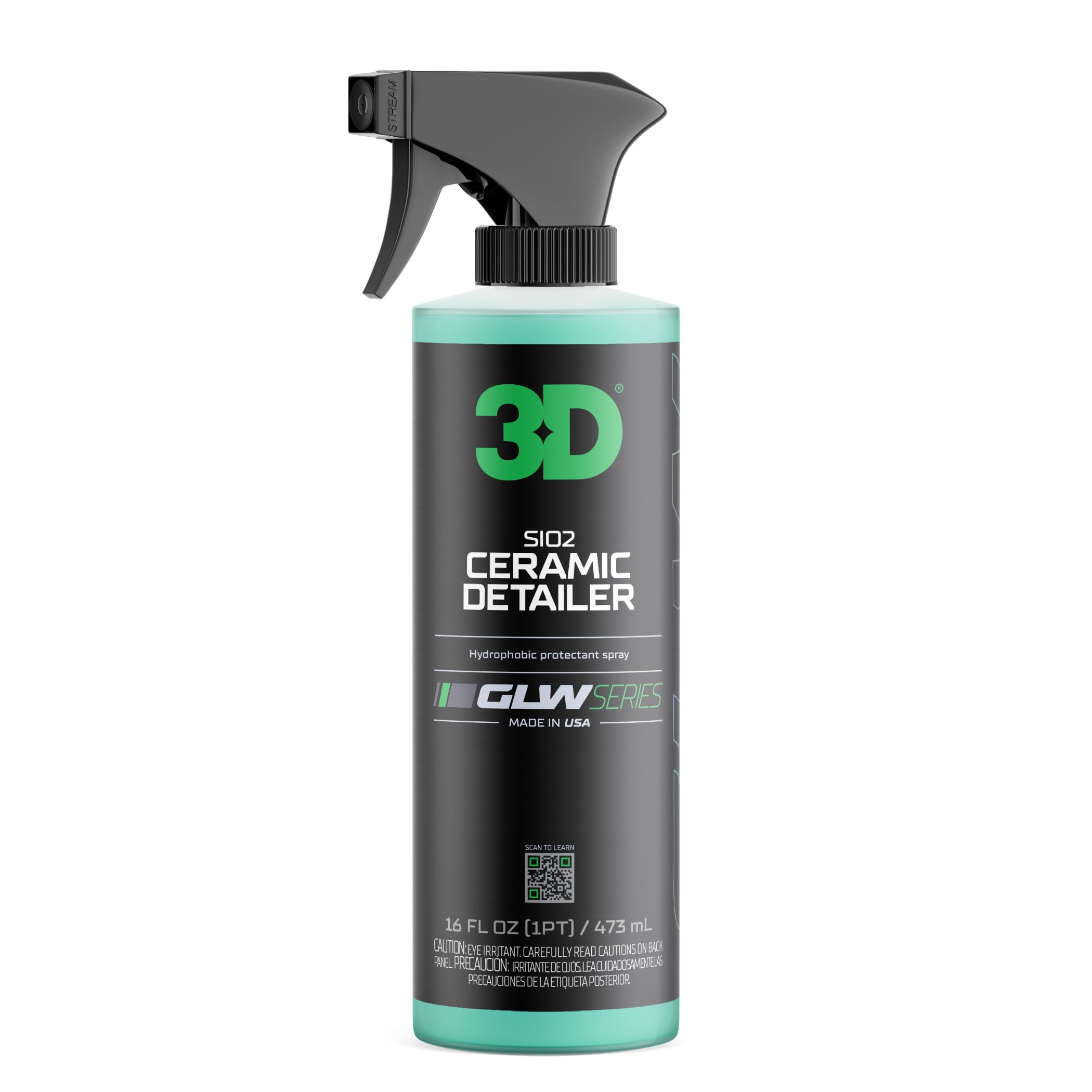3D GLW front label showing product name and size with clear branding benefit
