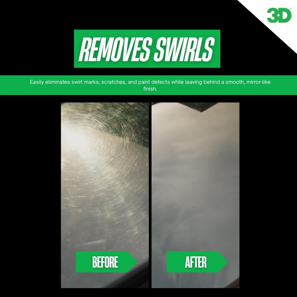 3D One before-and-after panel displaying restored gloss from the 3D brand
