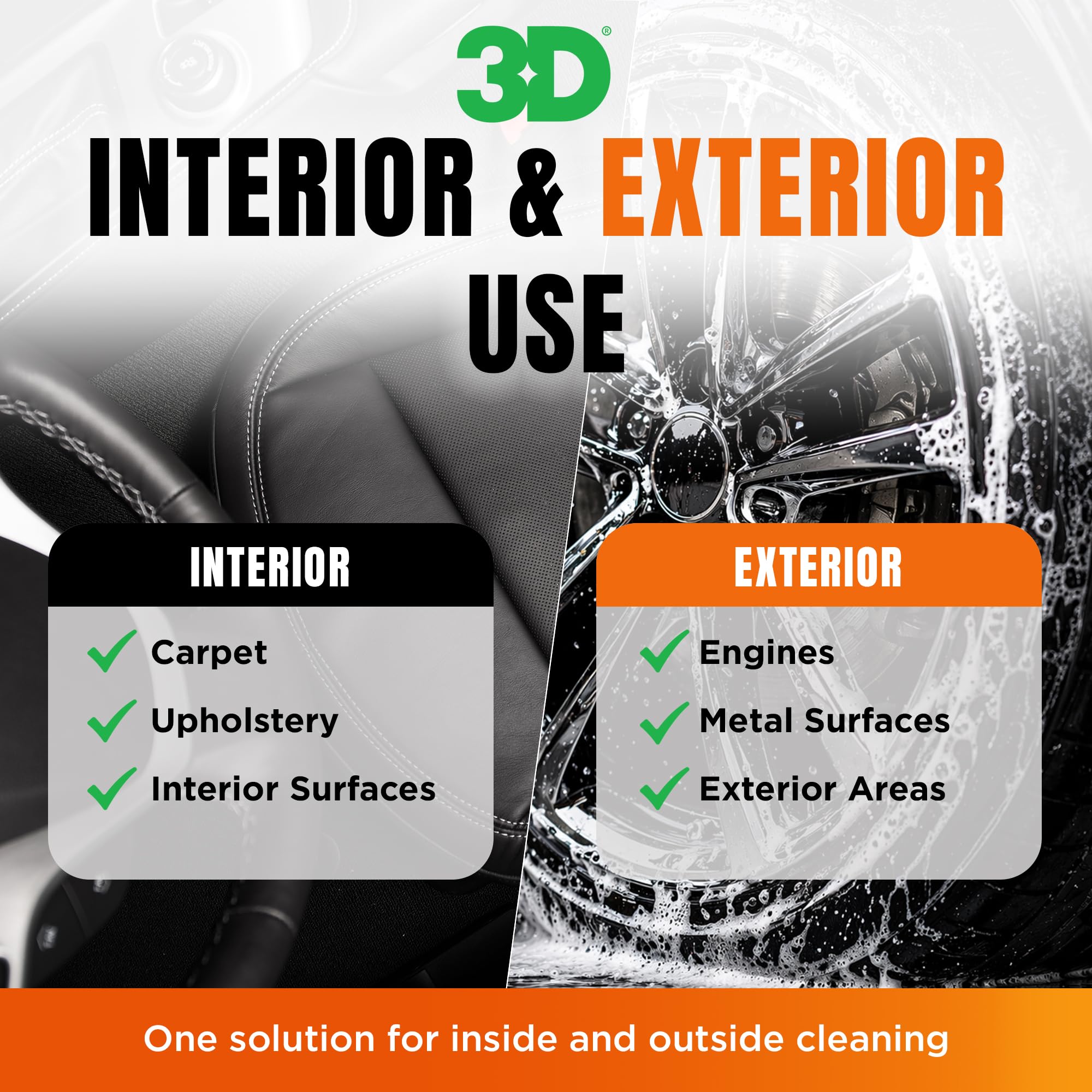 3D cleaning car dashboard and trim for streak-free interior finish