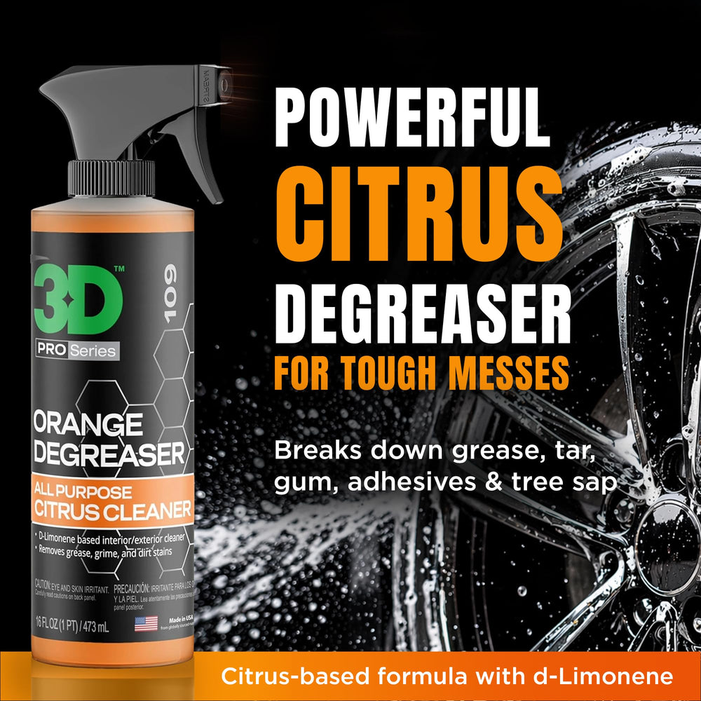 3D bottle spraying cleaner onto grime demonstrating fast-action cut-through