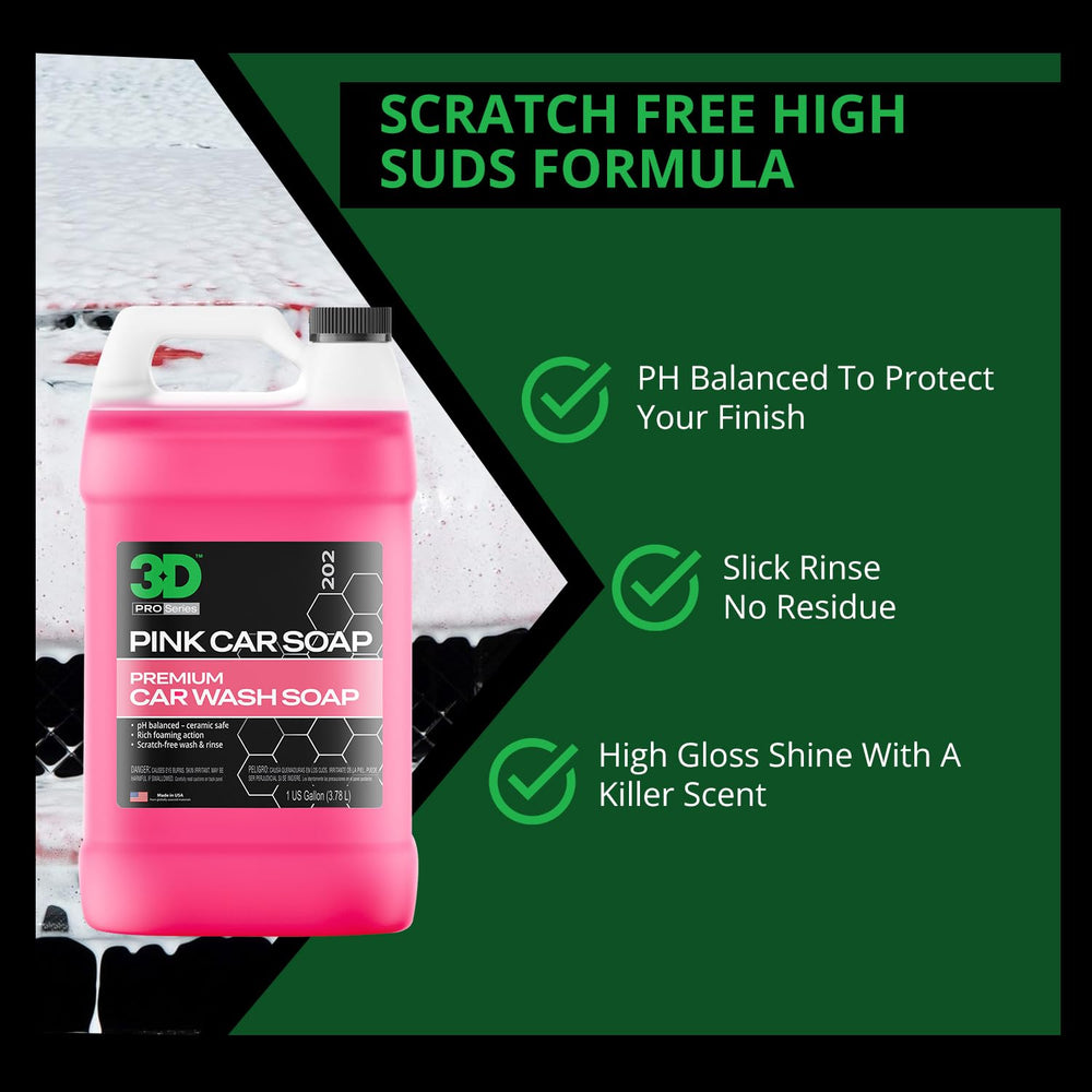 3D Pink badge indicating safe use on ceramic coatings and preserved protection